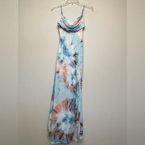 M1 Saints + Secrets Blue Chiffon Dress XS Spaghetti Strap Vacation Beach‎ Party